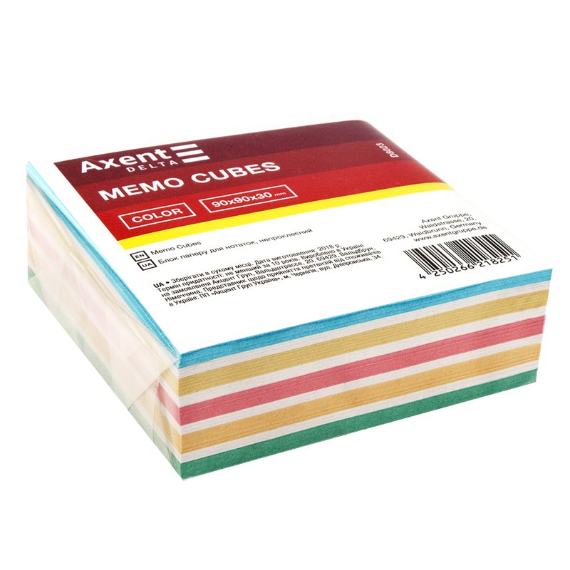 Папір для нотаток Axent Delta Color D8023 90х90х30 мм, непроклеєний